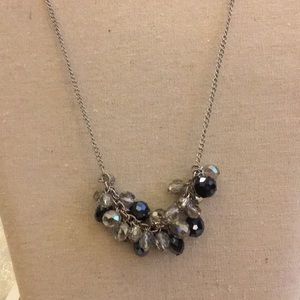 Super fun faceted navy and crystal bead necklace